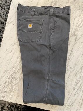 Carhartt Dark Gray Canvas Utility Pants with Logo Patch